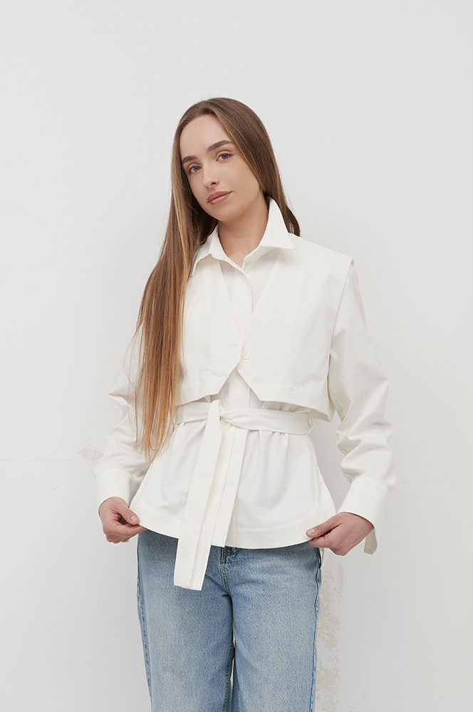 Сорочка з камізелькою вельвет айворі (Р 141/2)